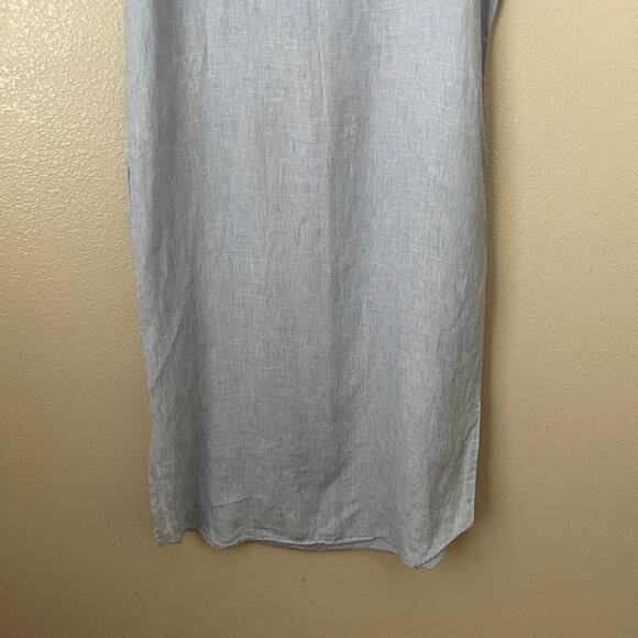 Grayson Shirt Dress Womens 4 Large Blue Artist Linen Maxi Lagenlook Minimalist - Picture 9 of 12